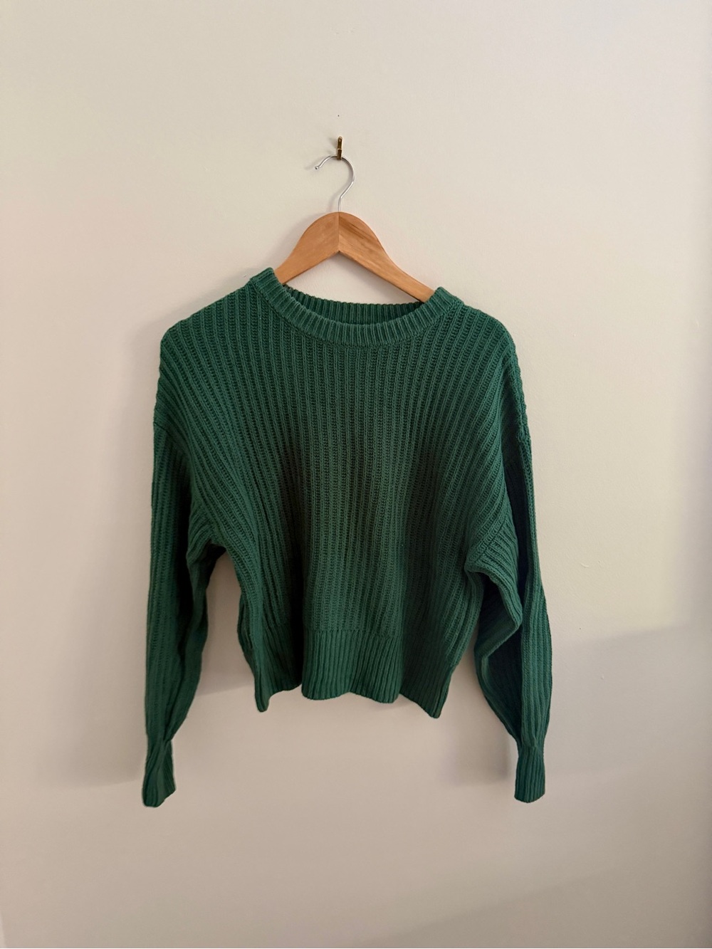 A New Day • Green Ribbed Crewneck Sweater - Women's